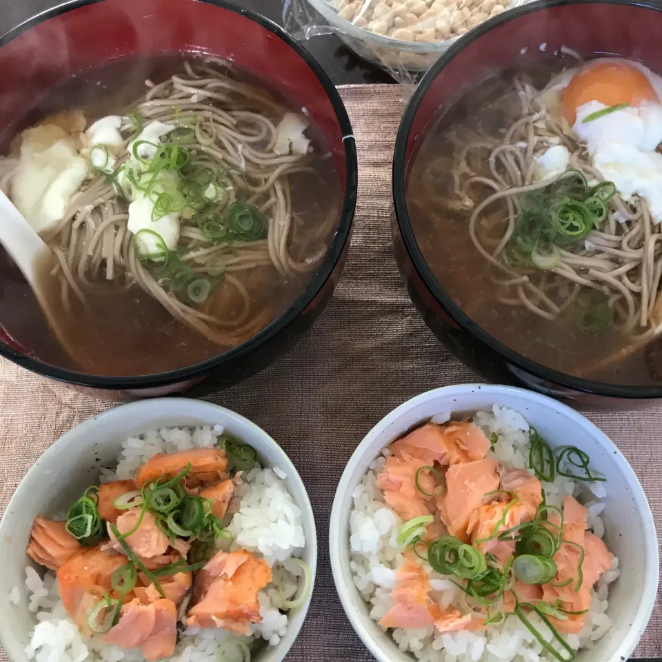 お蕎麦と鮭ご飯|純さん