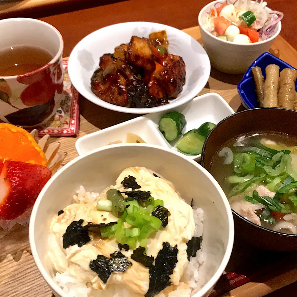 生湯葉丼の晩御飯|mokoさん