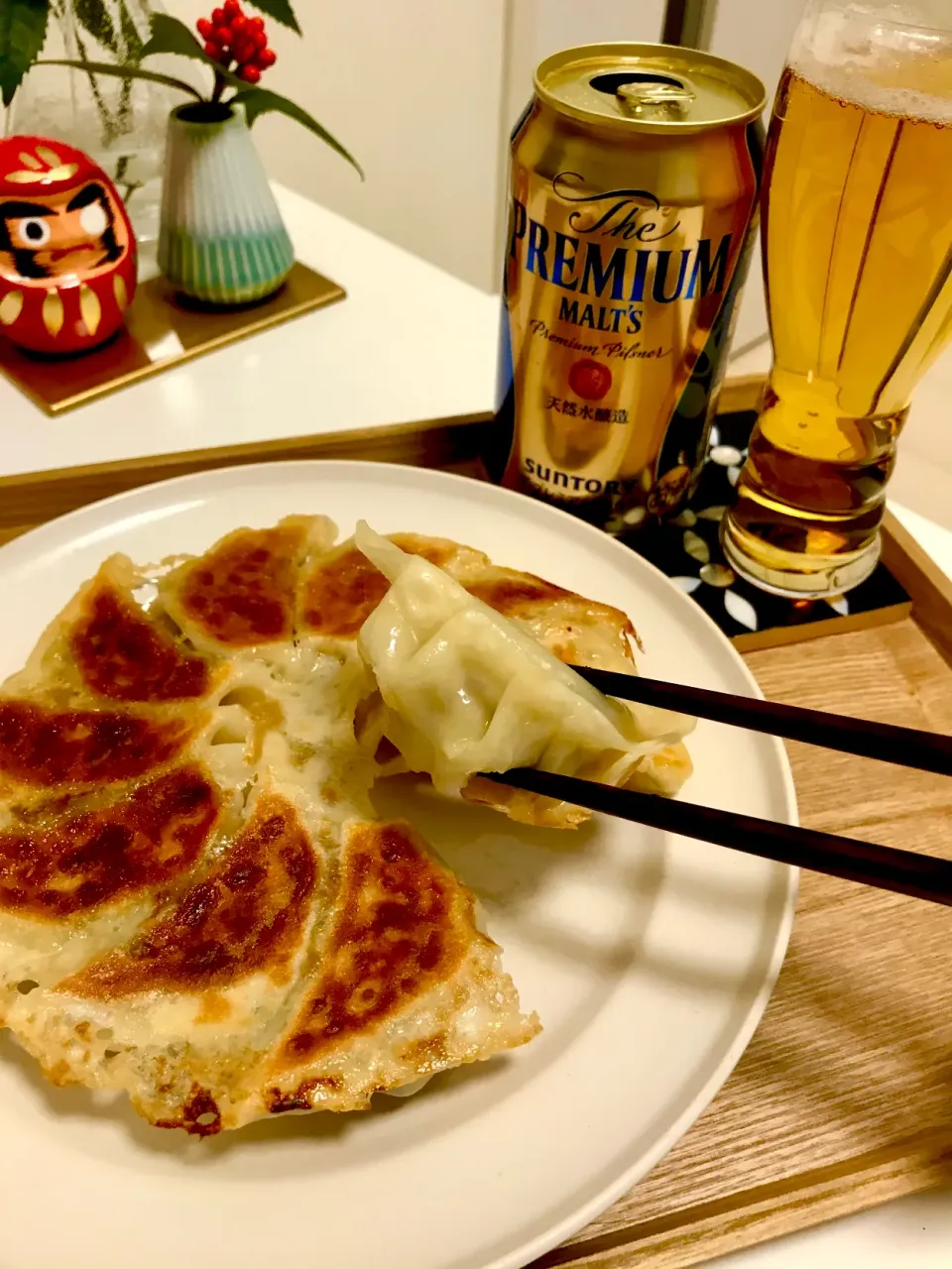 Snapdishの料理写真:第4弾！家飲み部♪当選⭐︎プレモルありがとう餃子🥟|maoさん