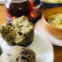 Snapdishの料理写真:お正月の料理リメイク　黒豆抹茶パン|のぶさん🍒💕☺️おうちごはんさん