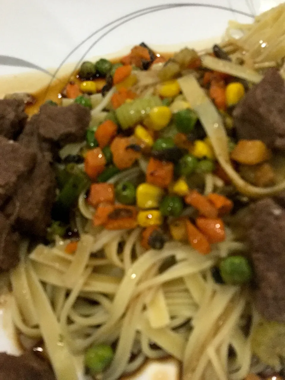 Beef stir fry pasta|ninja kittyさん