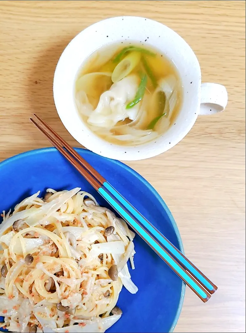 Snapdishの料理写真:塩きのことたらこの和風パスタランチ|**ʂαɳさん