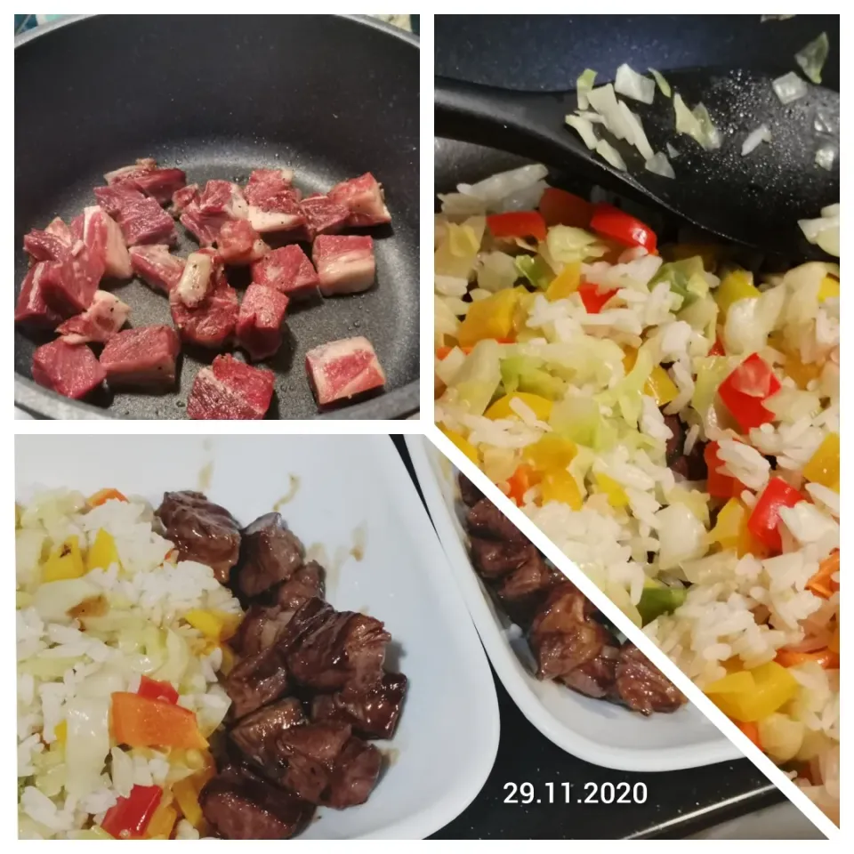 Diced Beef Tenderloin with chopped bell pepper rice|Kalie Hoさん