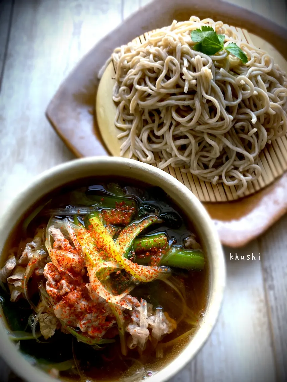 1人ランチ🍽はおうち蕎麦🍜〜葱肉蕎麦〜|KOZUEさん