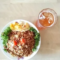 Sambal Fried rice with Ham + Aristo Queen Ice Tea|Cristteeさん