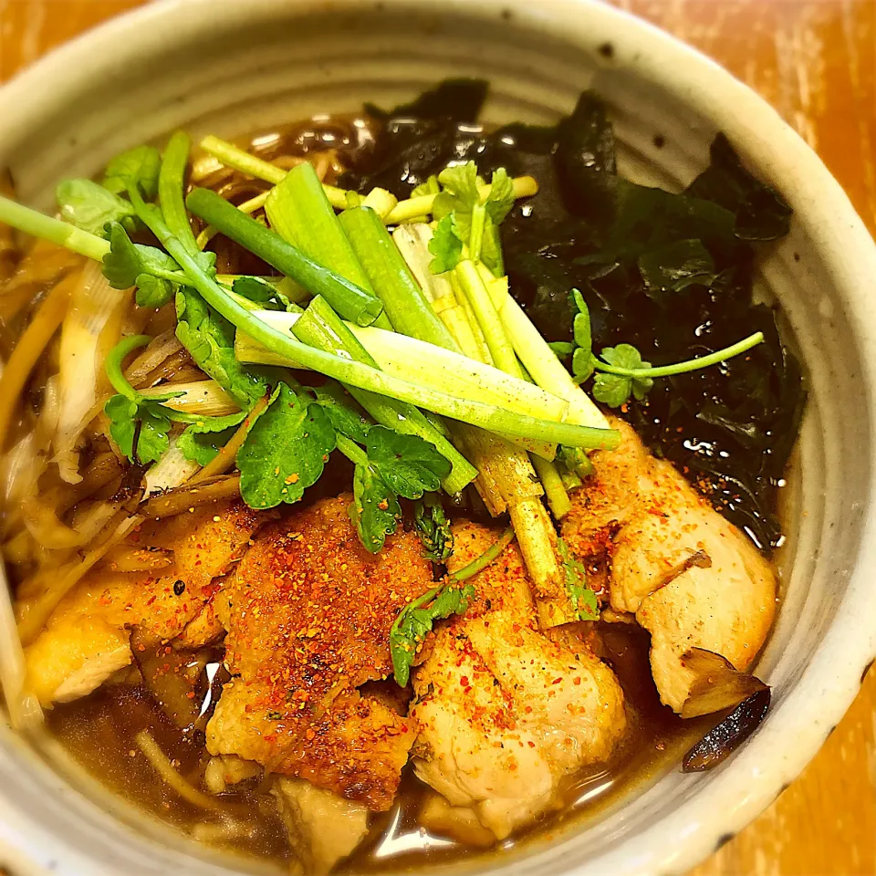 セリとユズの香る鶏牛蒡蕎麦|プチテンよすさん