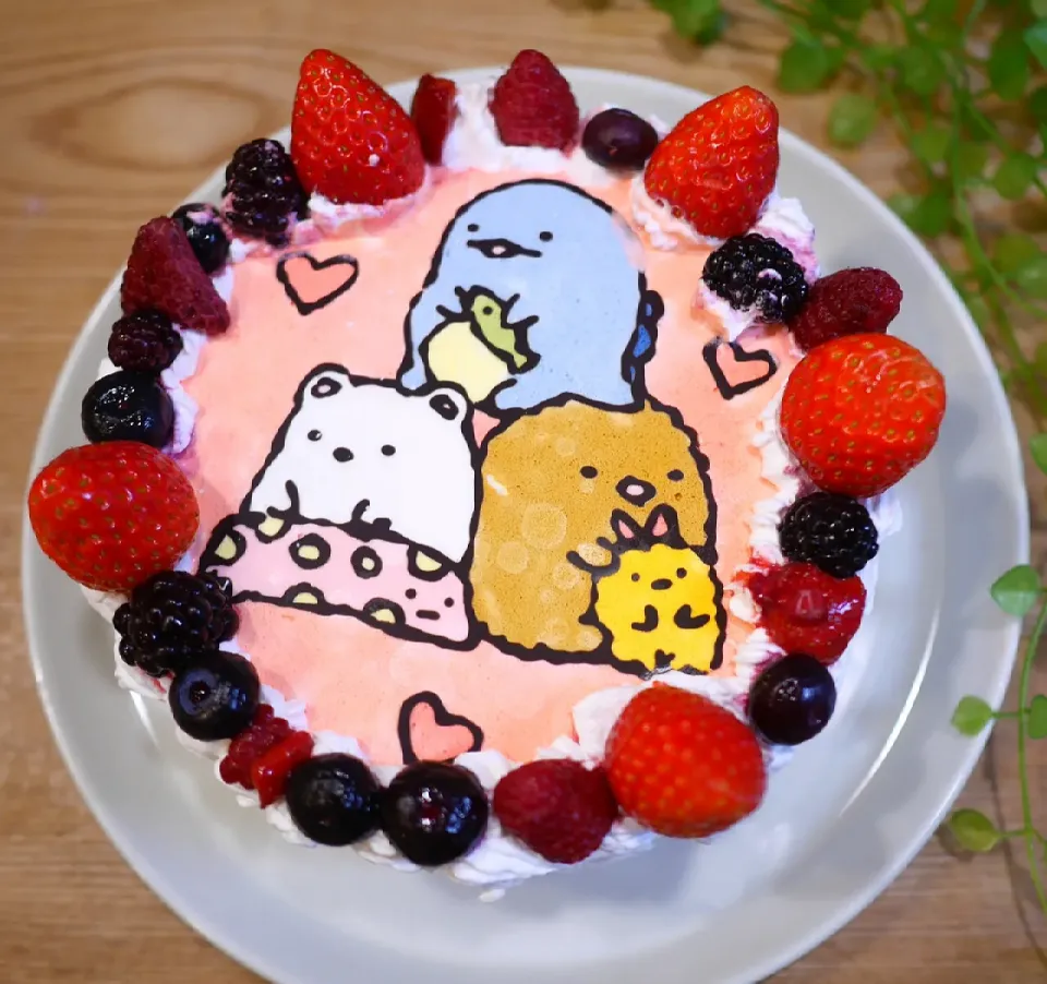 誕生日ケーキの予行演習、すみっコぐらしのキャラクターケーキ|nockさん