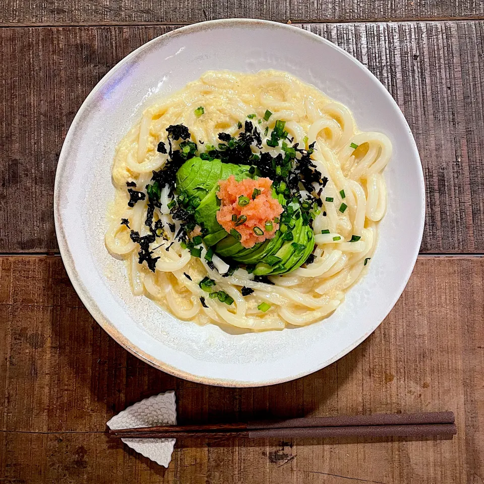 Snapdishの料理写真:和風明太カルボナーラうどん|omamegotoさん