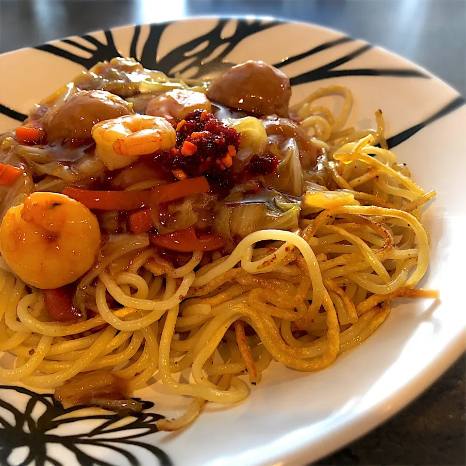 酢豚風😉餡掛け揚げ焼きそば|ららさん