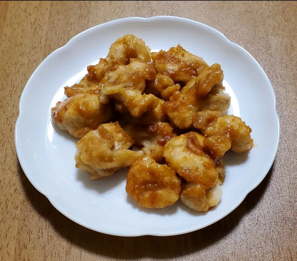 ナナの料理　鶏肩小肉のガーリック甘味噌炒め|ナナさん