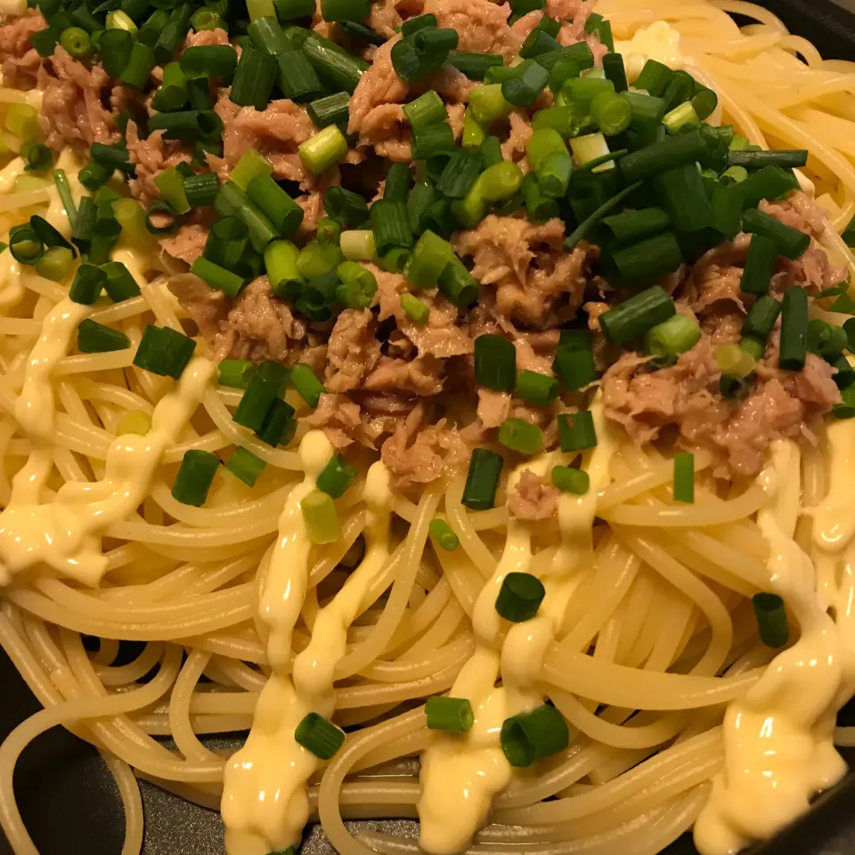 Snapdishの料理写真:ツナマヨポン酢パスタ|sanaeさん