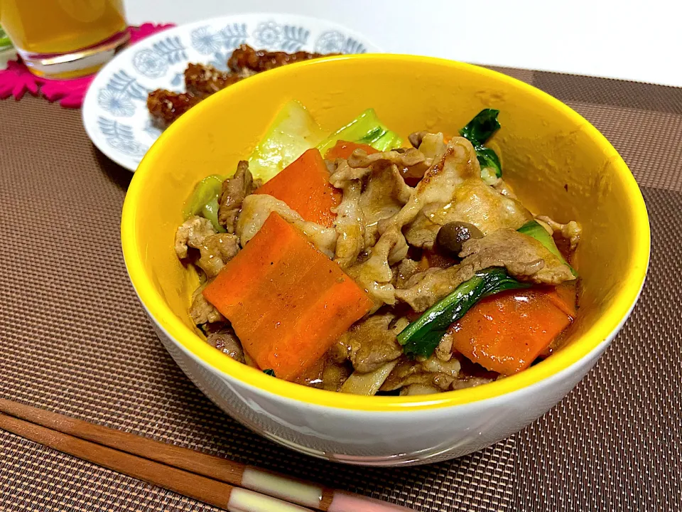 豚肉とチンゲンサイのあんかけ丼|ゆうさん