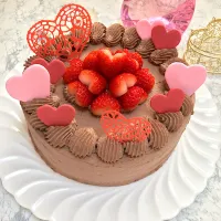 バレンタインチョコケーキ🍫😝💕sucreroomさんの料理 いちごいっぱいのケーキです🍓簡単で美味しいふわふわスポンジです〜(∩´∀`∩)