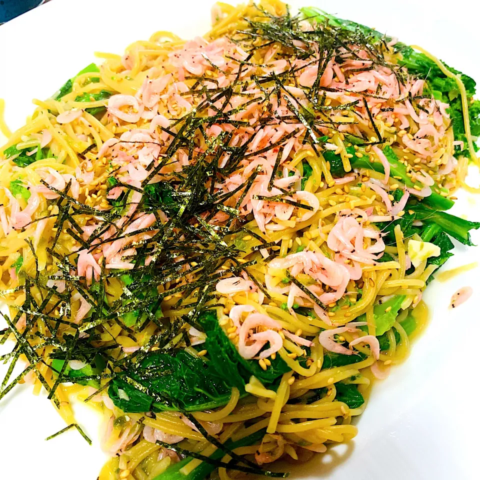 Snapdishの料理写真:ZENB丸麺　あみ海老と菜の花なパスタ|Akira Sugiharaさん