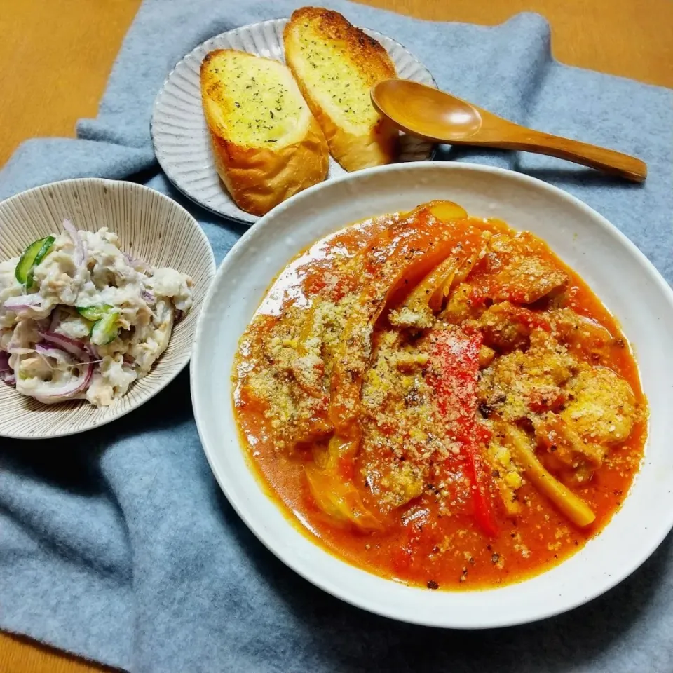 鶏肉と焼き白菜の味噌トマト煮|真希さん