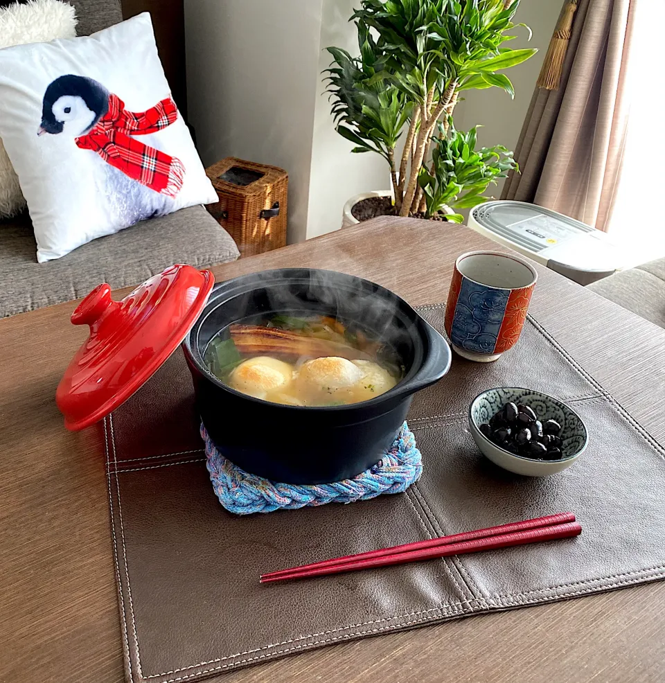 かっちん穴子うどん、黒豆、ほうじ茶|pentarouさん