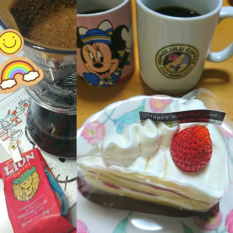 ショートケーキとコーヒー🍰☕|しまだ ちえこさん