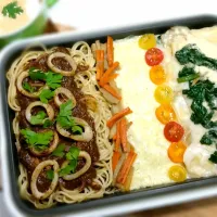 勝ち飯〜イカスミトマトパスタ✕ほうれん草と舞茸ラザニア|norimomoさん