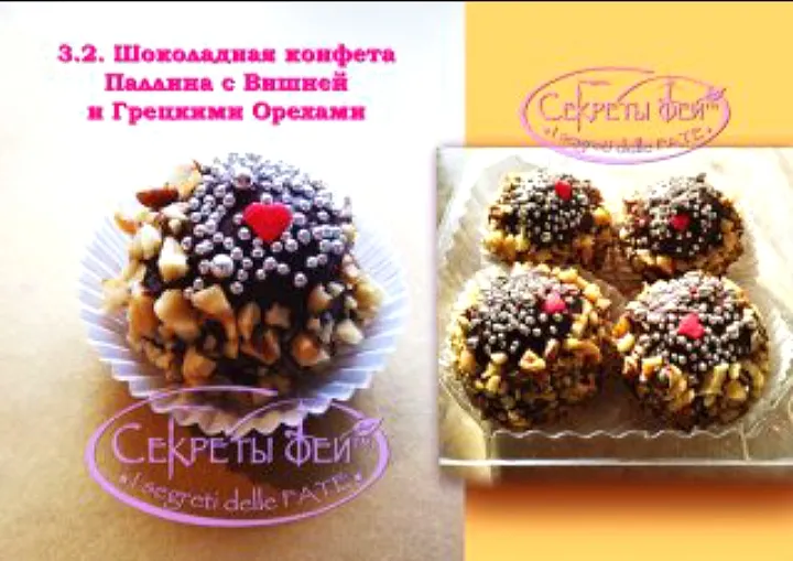 My handmade Chocolate Candy "Pallina" with liqueur cherry and nuts|Nataly Vitさん