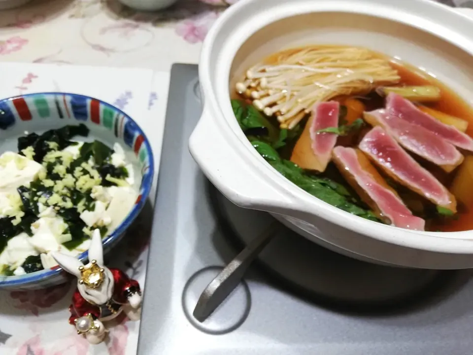 '21,1/21
わかめ豆腐とねぎま鍋で晩ごはん😋|たえさん