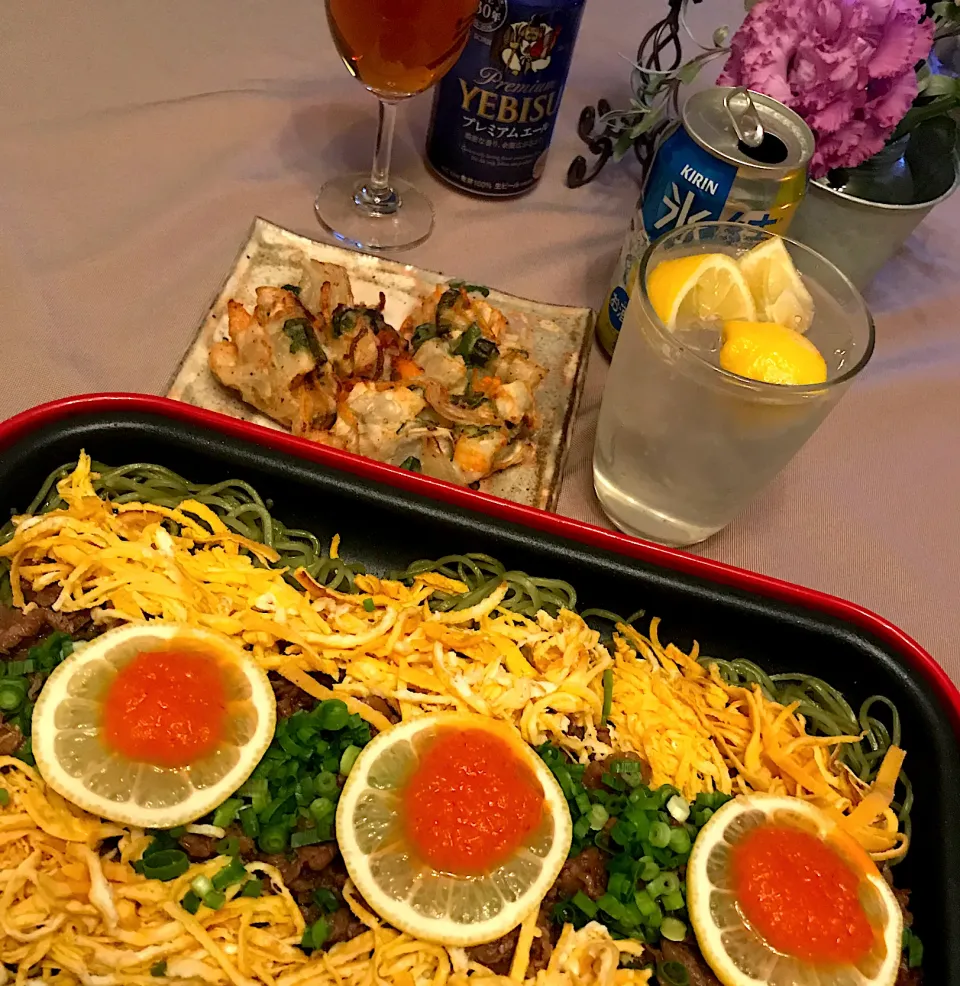 瓦そばと海老とネギのかき揚げ|izunさん