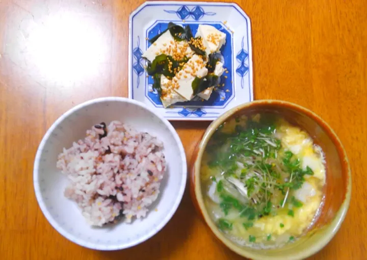 １月１８日　鱈とねぎの卵スープ　わかめ豆腐|いもこ。さん