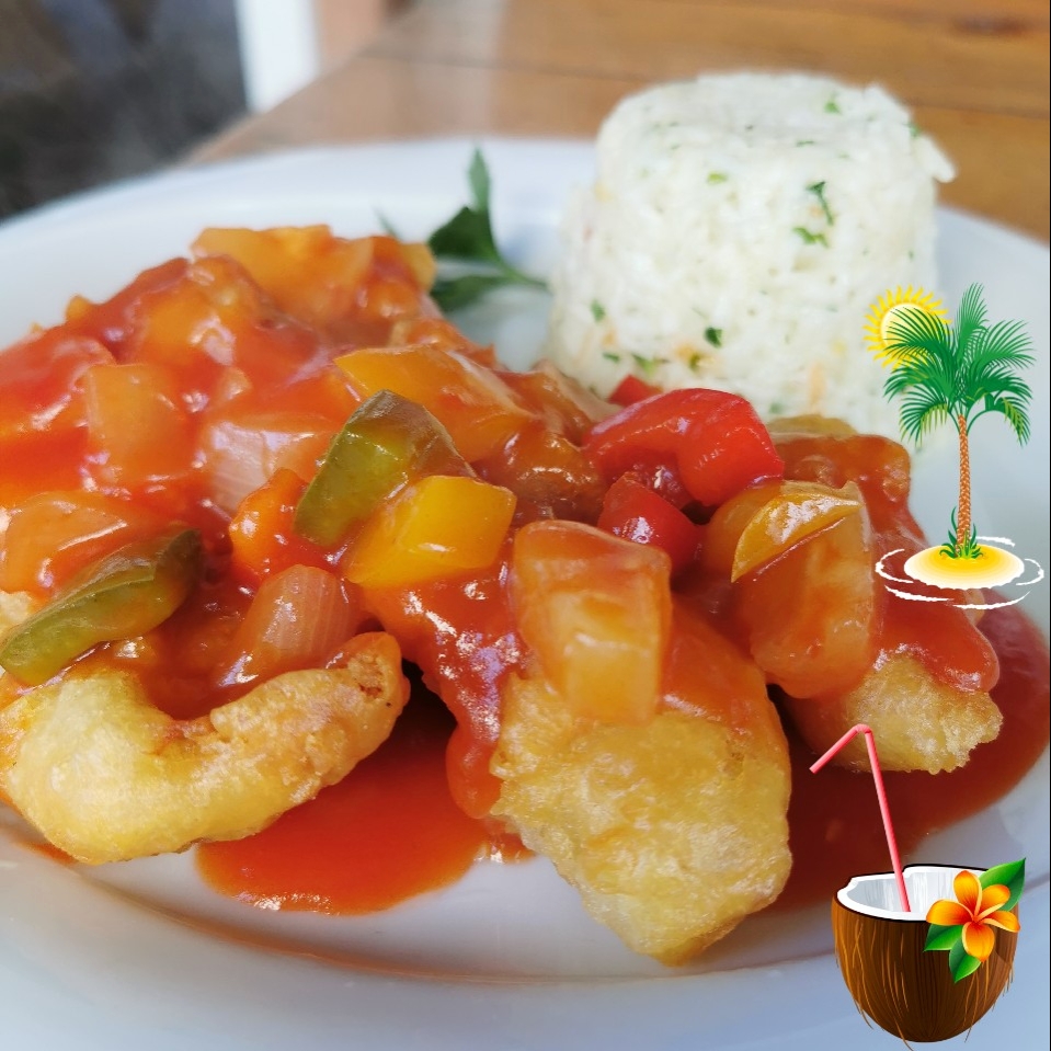 Sweet & sour chicken with rice