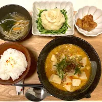 中華夕食 麻婆豆腐 薔薇餃子|まりままさん