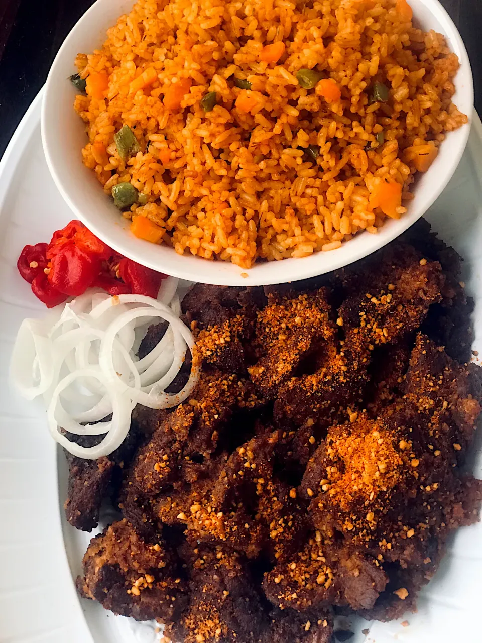 Jollof rice and suya|steadybeaさん