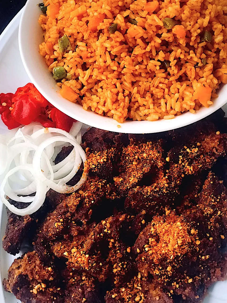 steadybea's dish Jollof rice and suya|steadybeaさん