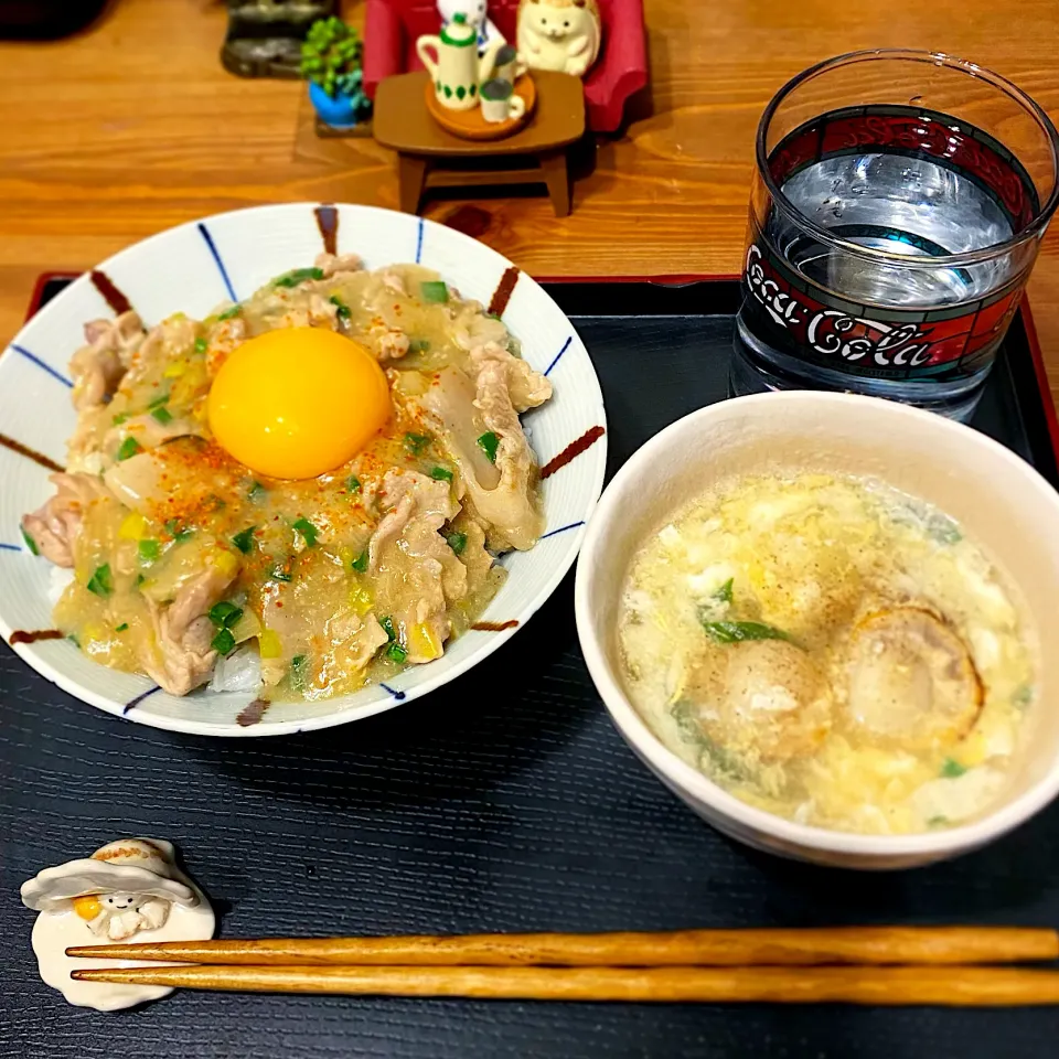 ・柚子風味豚丼・帆立スープ|まぁちゃんさん