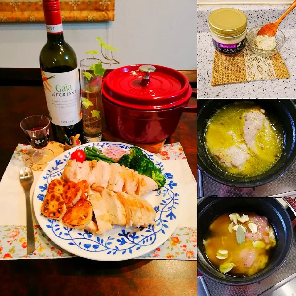 チキンと蓮根のコンフィとフォルタンガイアワイン🍷|naonaomimichanさん