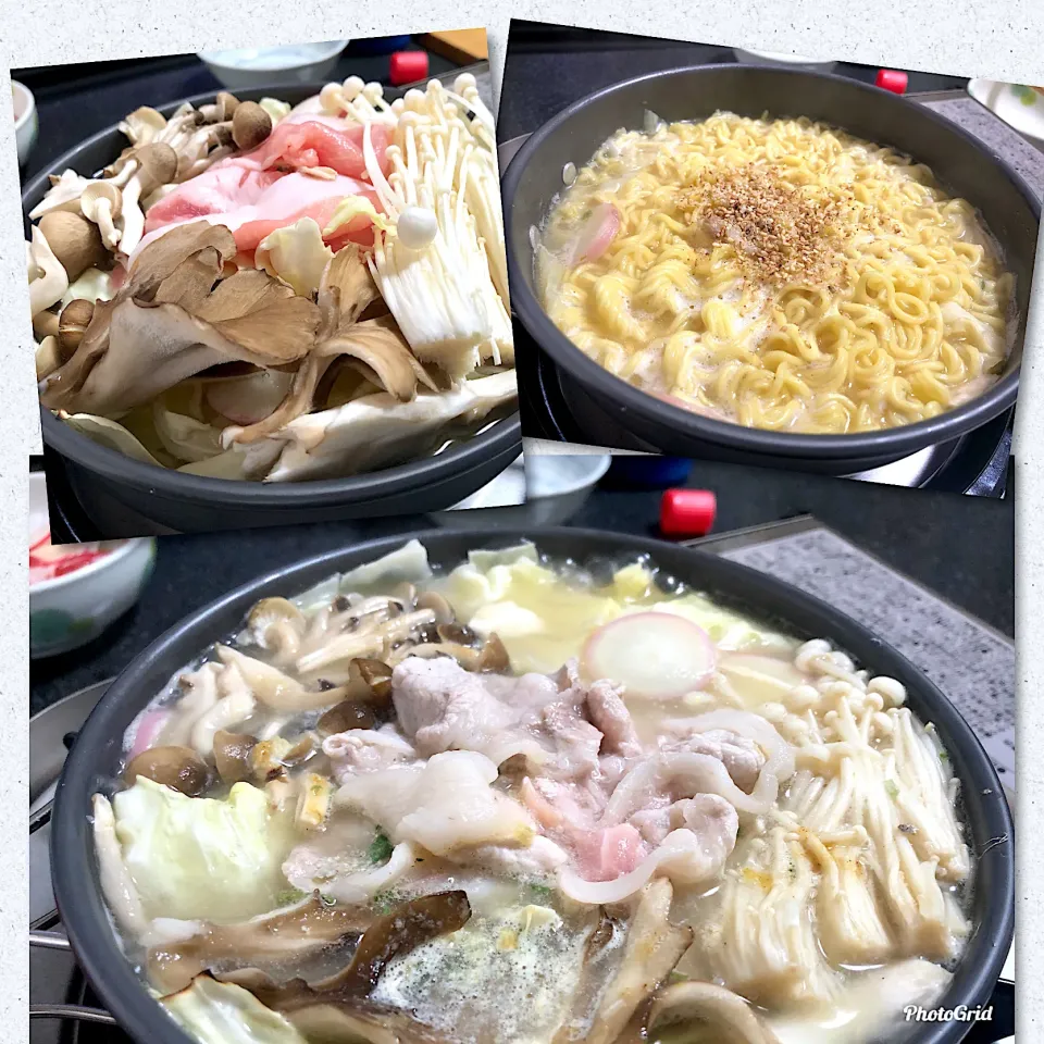 サッポロ一番塩とんこつラーメンで鍋|田中章さん