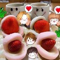 Snapdishの料理写真:🍓大福(*ˊ꒳ˋ* )⋆*❤︎|ぽぽさん