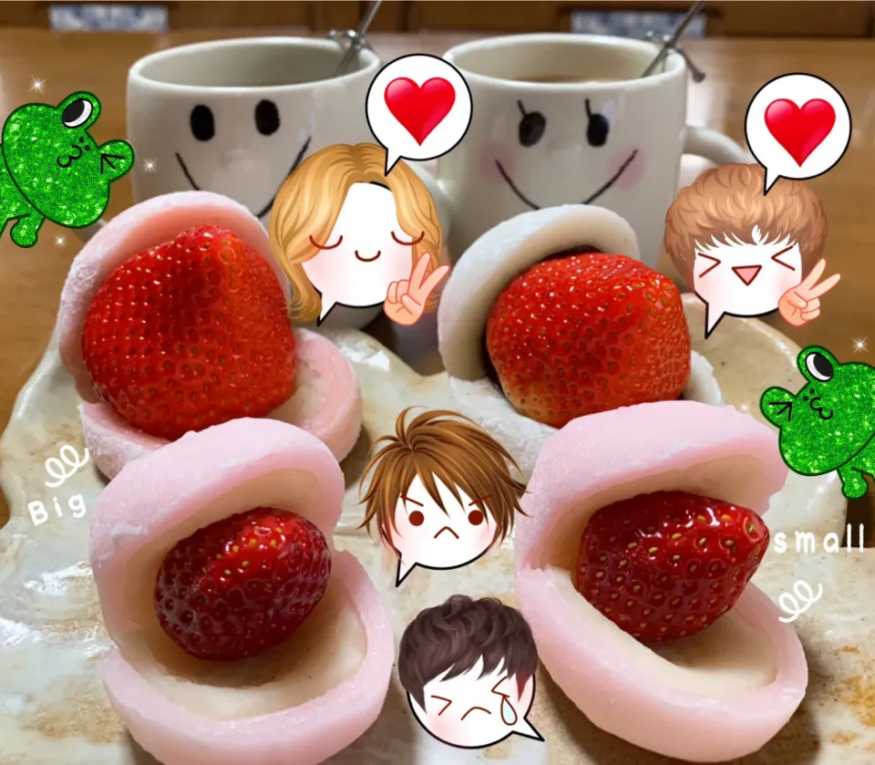 Snapdishの料理写真:🍓大福(*ˊ꒳ˋ* )⋆*❤︎|ぽぽさん