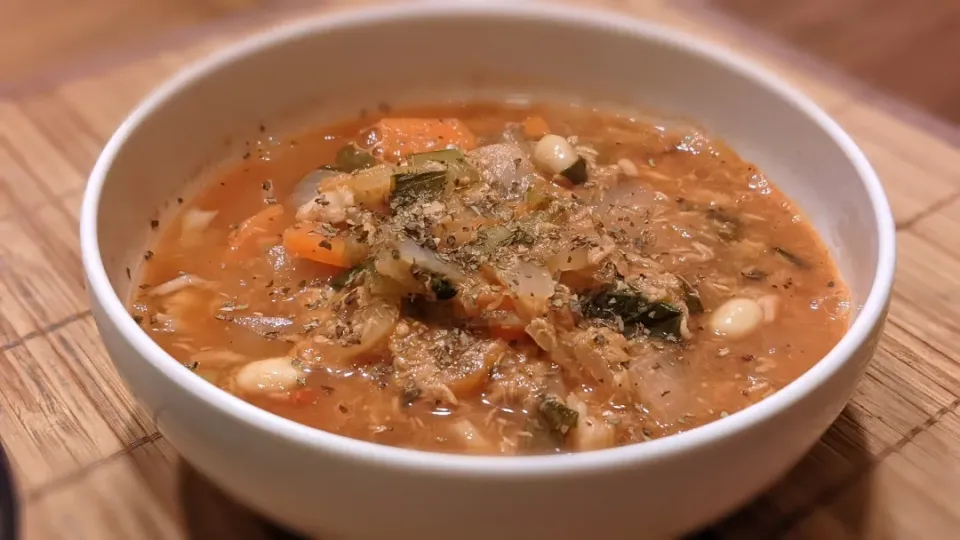 ﾂﾅと大豆のトマト煮込〜
の晩ごはん✨|kaz(*･ω･)さん