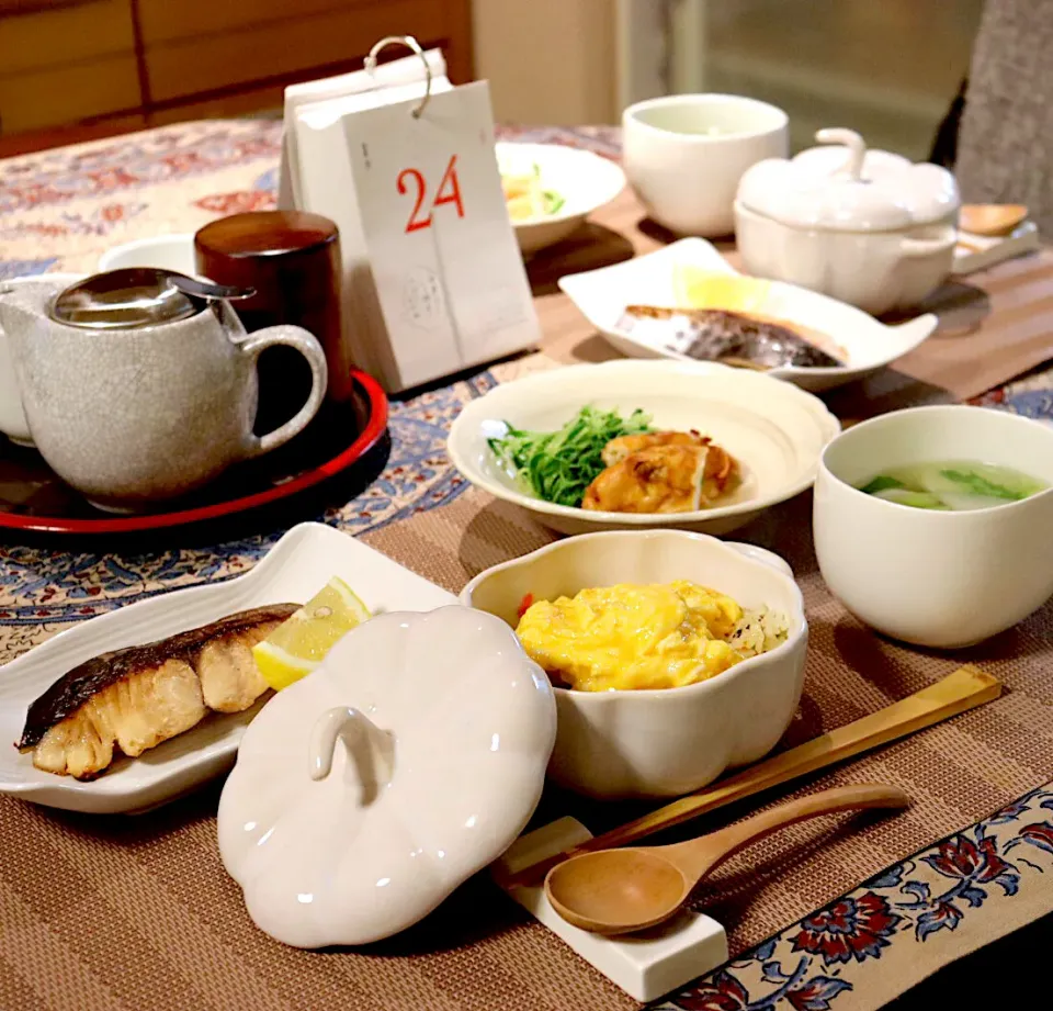 鰆醤油麹漬け、ピラフふわふわ卵掛け|papinさん