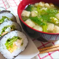 Snapdishの料理写真:カニカマ巻と小松菜のお味噌|みゅうみゅうmomさん