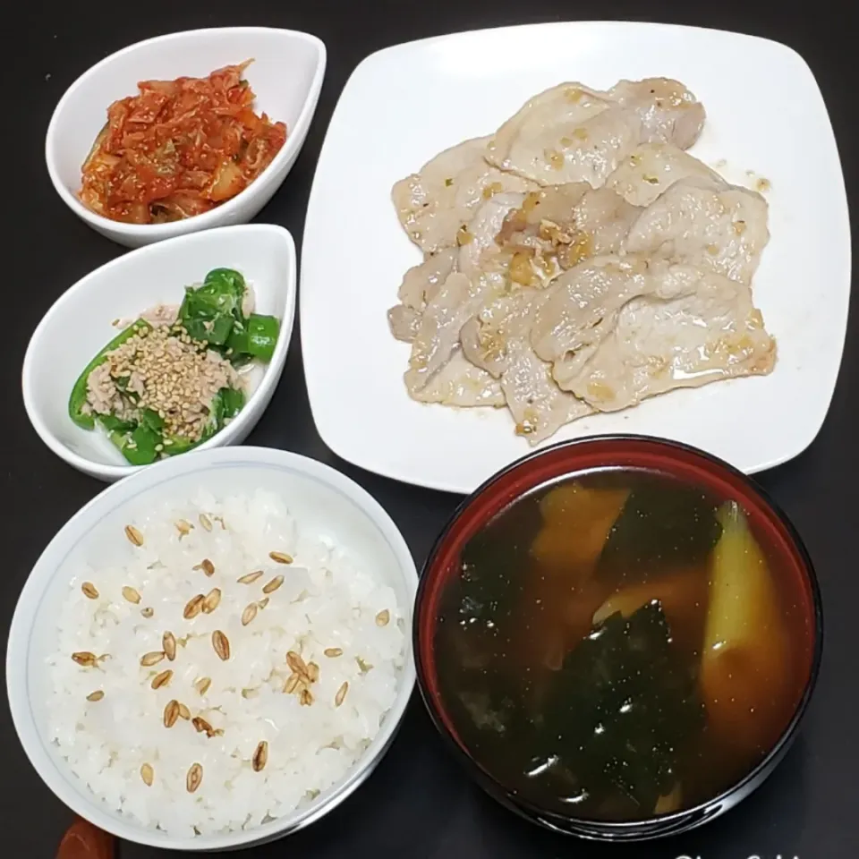 Snapdishの料理写真:豚ロースの葱塩焼き|Yukiさん