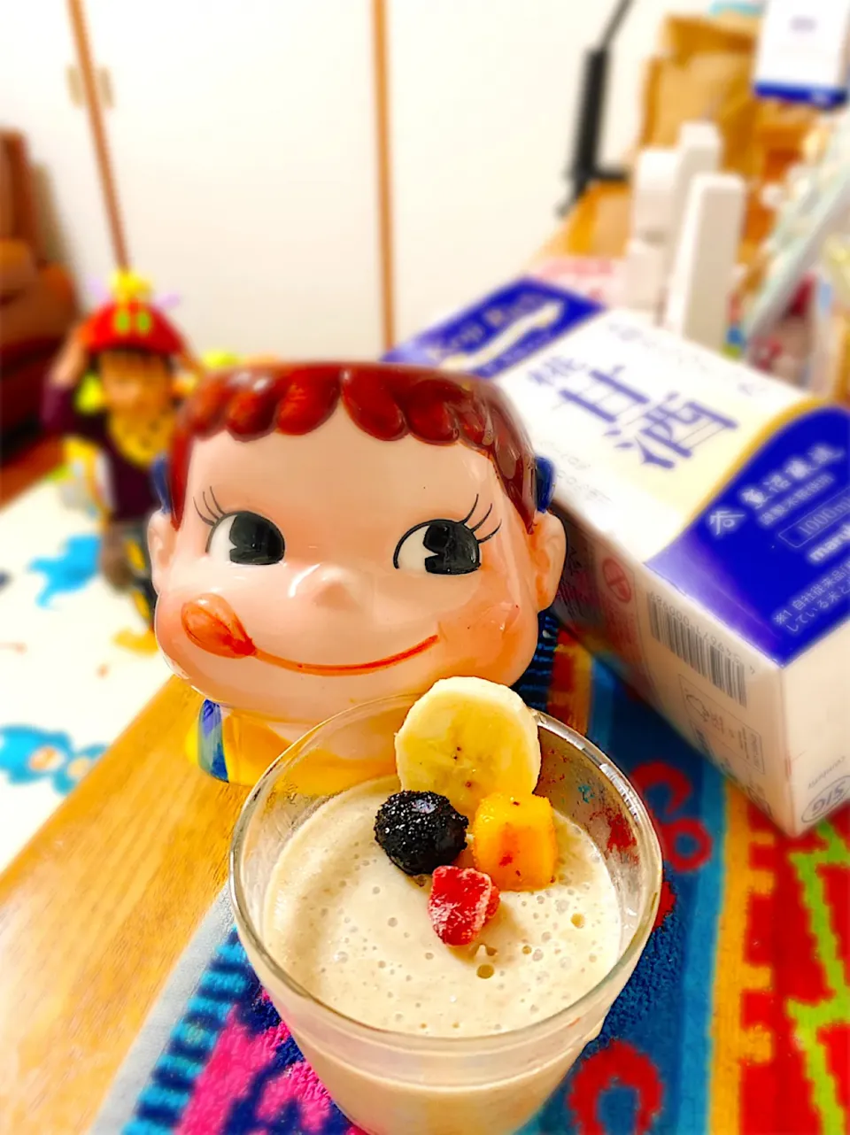 ㊗︎息子１歳半㊗︎離乳食→幼児食♡ゼラチン不要の甘酒豆乳バナナプリンでおめでとう。|ぽき。さん