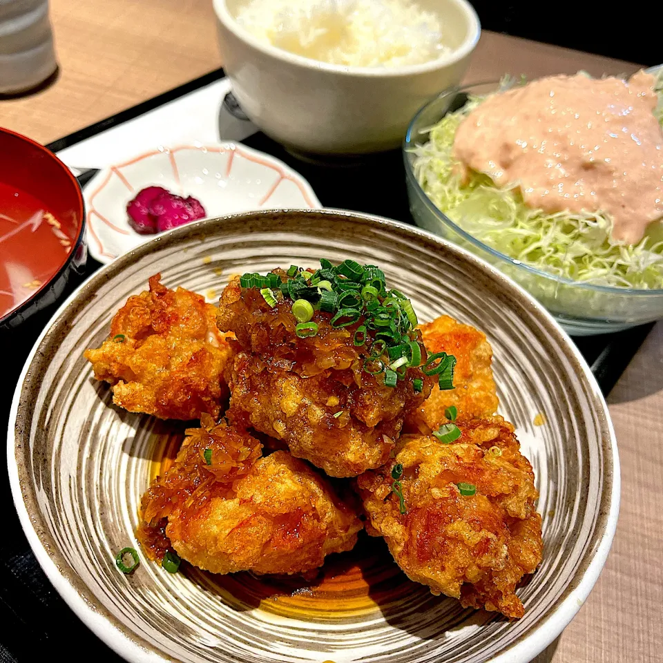 から揚げユーリンチー定食@鳥番長(月島)|塩豚骨さん