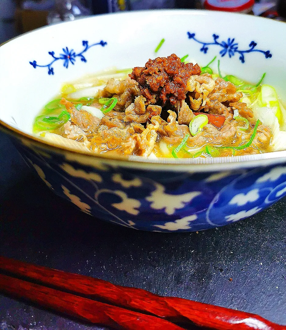 ナガマンさんの料理 肉うどん|ペンギンさん