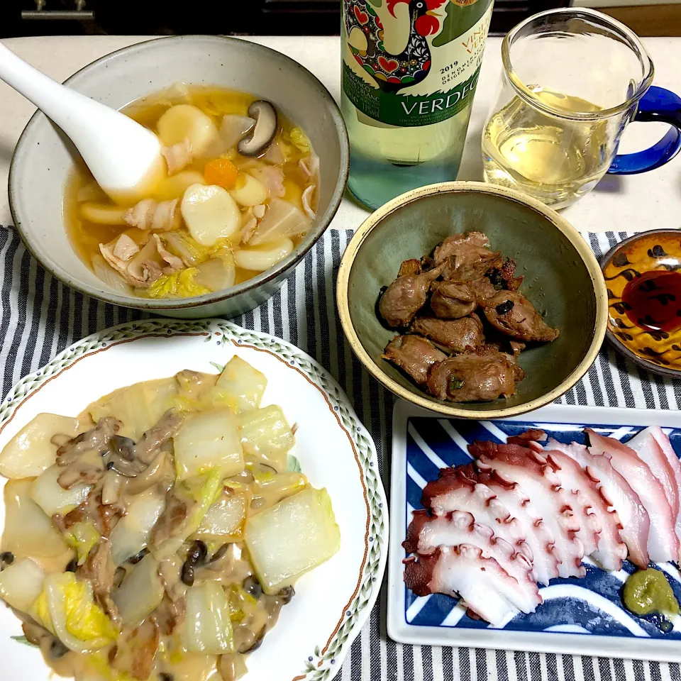 Snapdishの料理写真:白菜のクリーム煮とすいとんと砂肝炒め|Noriyuki Saitoさん