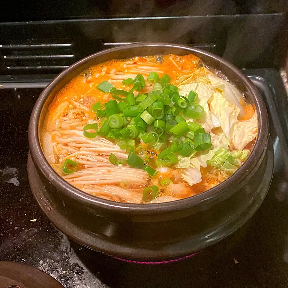 🍴🌶野菜スープ(海老, えのき,白菜,青葱,豆腐)|にゃんこさん