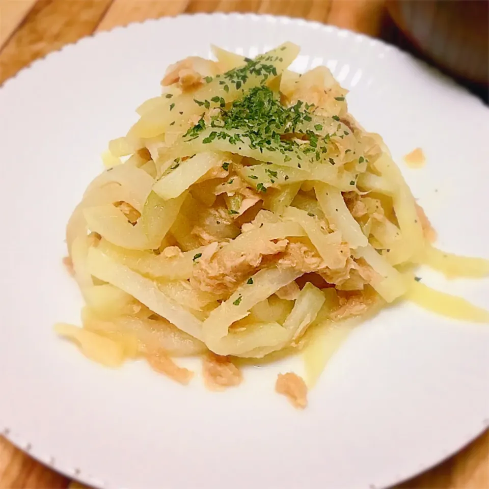 大根とシーチキンで🧄🌶ツナぺぺ大根【リュウジのバズレシピ】|みずはらさん