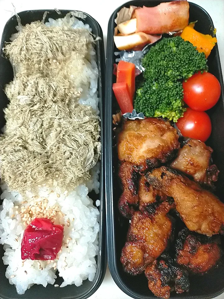 Snapdishの料理写真:唐揚げ弁当
★長芋・ベーコンまき
★カボチャ煮|芽亜里さん