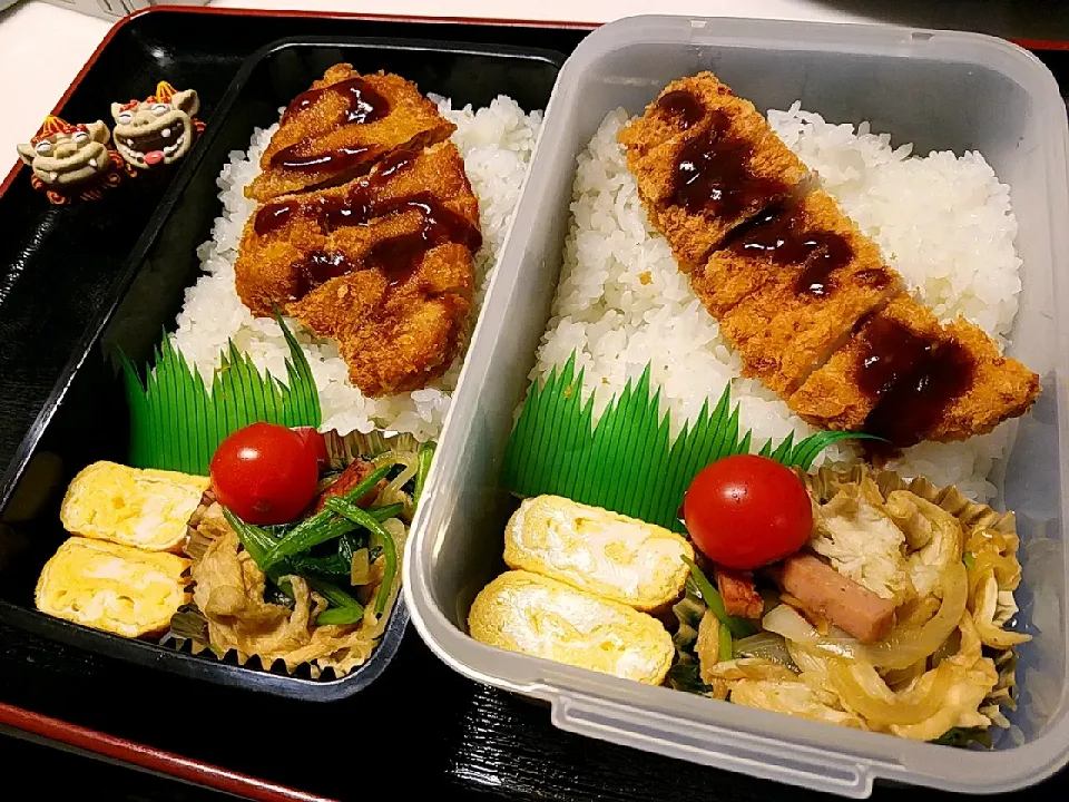 Snapdishの料理写真:夫弁当、息子弁当|みどりさん