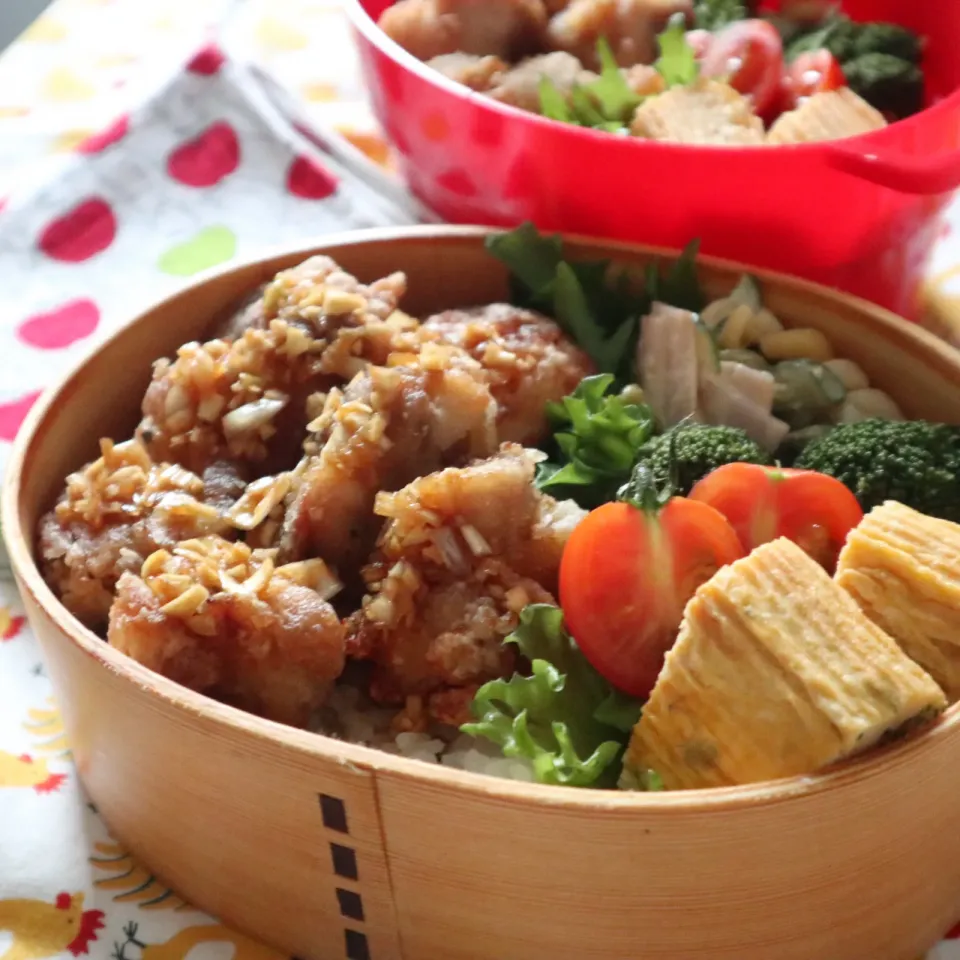 中学生男子年子弁当🍱油淋鶏のっけ弁|なかじー。さん