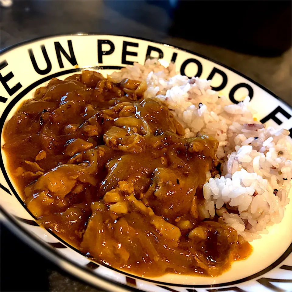 材料玉ねぎと豚こまだけ☺️カレーライス🍛|ららさん