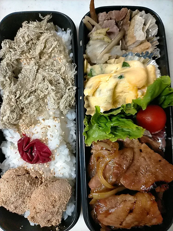 豚肉しょうが焼き弁当
★レタス・チーズ卵焼き
★油あげ・ごぼう煮|芽亜里さん